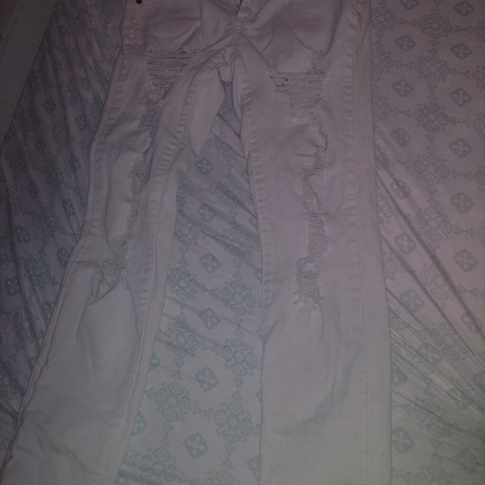 White ripped jeans